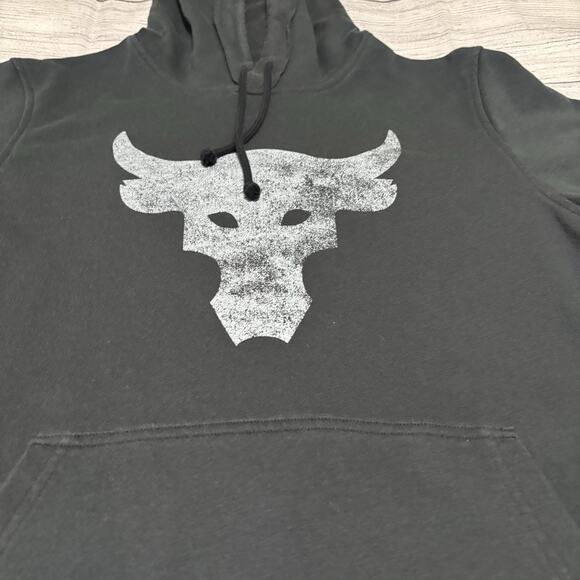 Under Armour Project Rock Mens Size Medium Terry Short Sleeve Hoodie Shirt - Picture 2 of 7